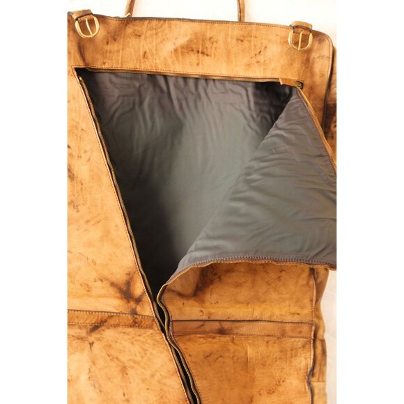Vintage R.O.N.A. "Go Anywhere" Leather Garment Bag 1970's Handmade Argentina - Picture 5 of 7